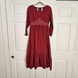Red Embroidered Dress, The Pyramid Collection size Small